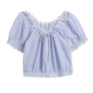 GAP Eyelet Crop Top | XS | Blue Stripe | Like New